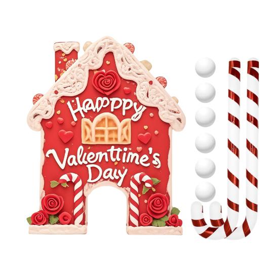 Set de jucării de golf Casă de turtă dulce Joc de putting de Ziua Îndrăgostiților cu crose și mingi cu tematică de inimă Cadou de golf festiv pentru cupluri Distracție în interior și exterior