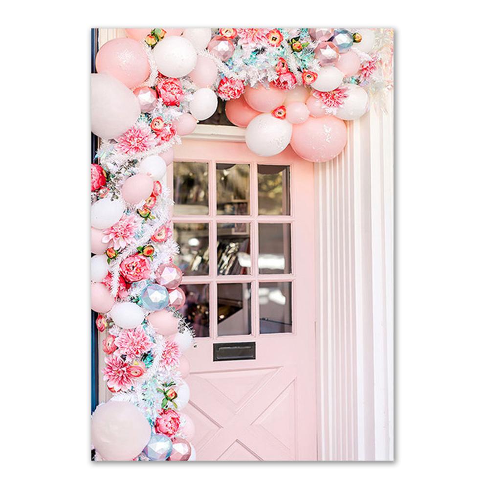 Pink Modern City Wall Art Plakát Tisk Květina Balón Móda Pařížská věž Obraz na plátně Dekorace Obraz pro domácí dekoraci