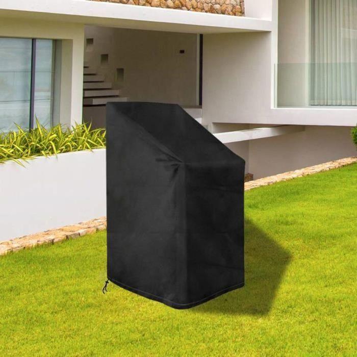 Housses Chaises Empilable de Jardin Imperméable Protection UV 210D Tissu Oxford - Noir 120x65x6580CM