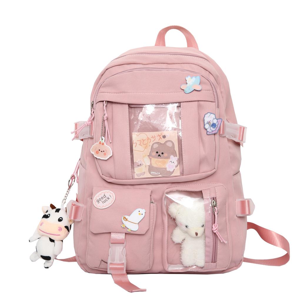 Junior high school schoolbag backpack girl cute bear doll backpack large capacity sweet student schoolbag