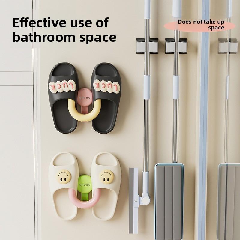 Suction Cup Slippers Rack Vacuum Press Strong Punch-free Hook Bathroom Door Suction Cup Sticky Hook Slippers Rack