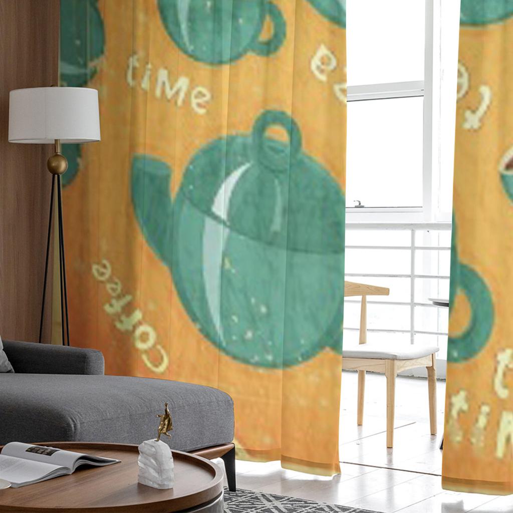 Menu Of Coffee Tea Cups Retro Style Chiffon Sheer Curtains for Living Room Bedroom Decoration Window Voiles Tulle Curtain
