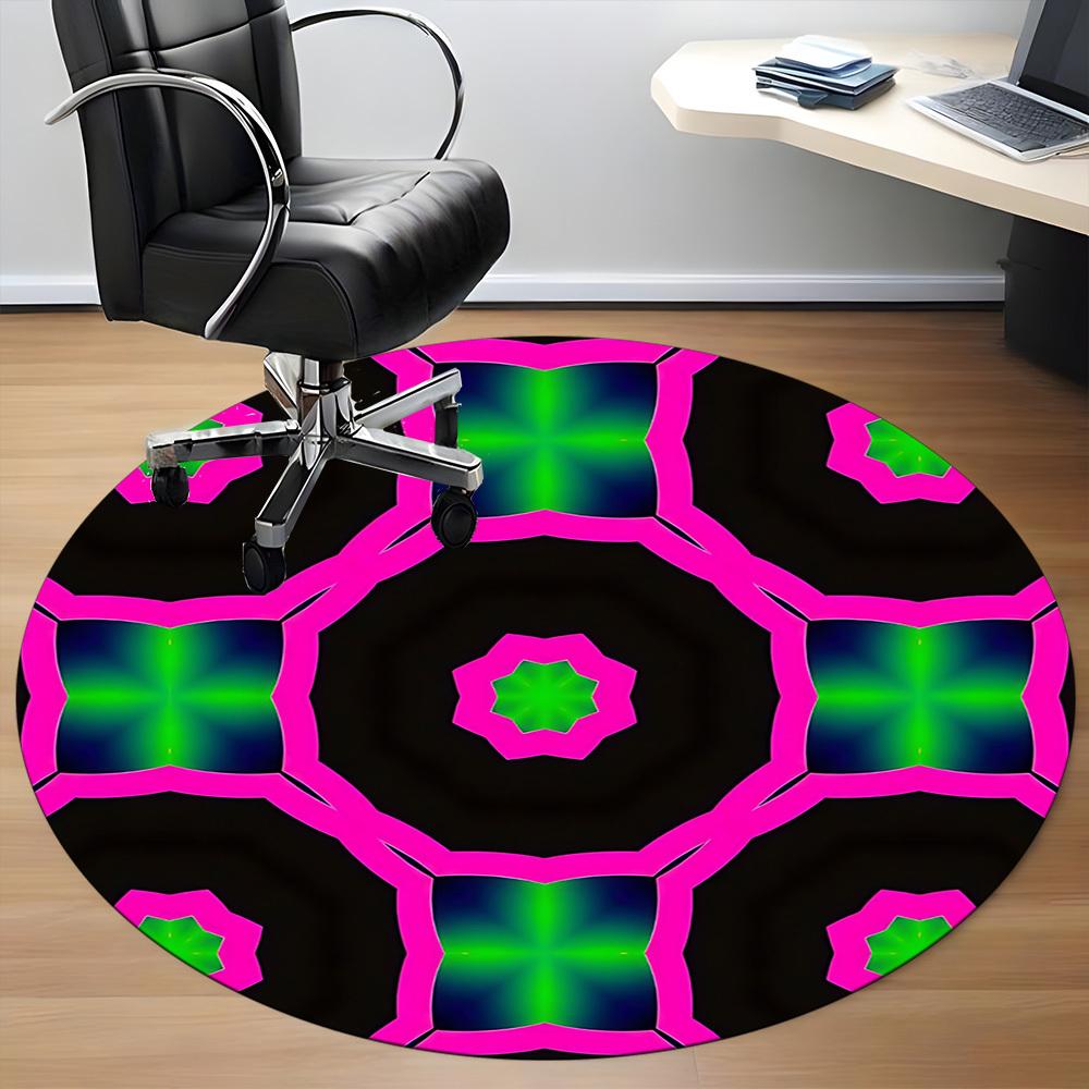 1pc Kaleidoscope Pattern Carpet, Round Non Slip Durable Large Size Office Carpet, Suitable for Office