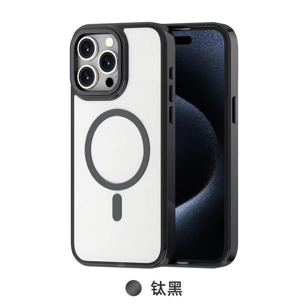 Applicable To iPhone16-15-14 Electroplated Magnetic Mobile Phone Case, Transparent Acrylic Anti-drop Case, Amazon