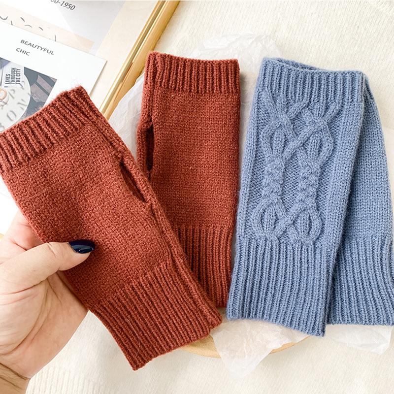 1 Pair Fashion Women Soft Cashmere Fingerless Arm Warm Winter Gloves Hand Long Warmer Mittens