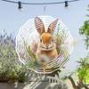 10-Inch Hanging Wind Chime with Rabbit Design 360° Hook Vibrant Green Orange Floral Basket Decor for Spring Summer Garden Gift