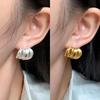 European and American Exaggerated Matte Retro Matte Gold and Silver Line Earrings Minimalist Lazy Circle Stud Earrings Women's Sterling Silver