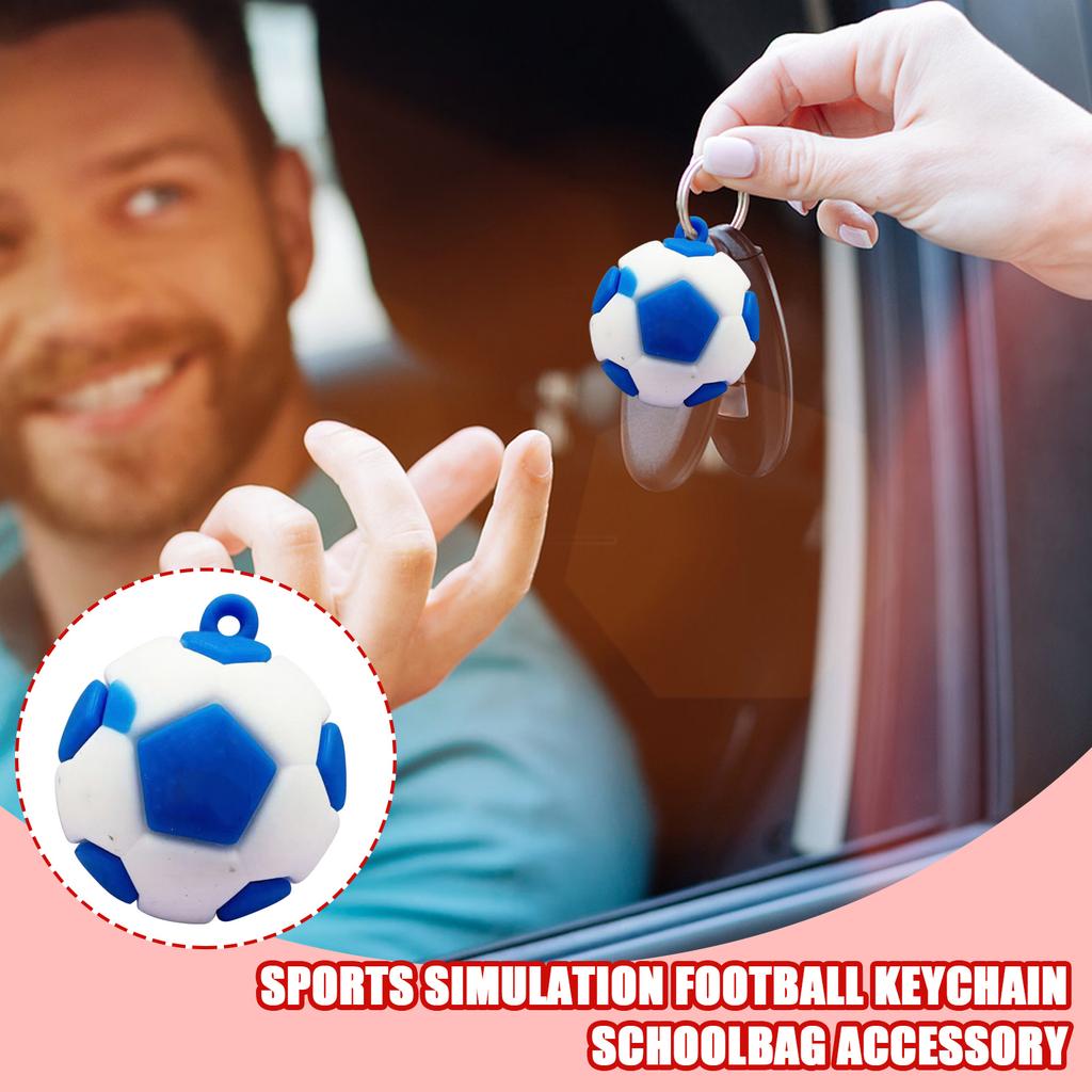 Sports Simulation Football Keychain, PVC Soft Rubber Hanging Ornament, Schoolbag Accessory