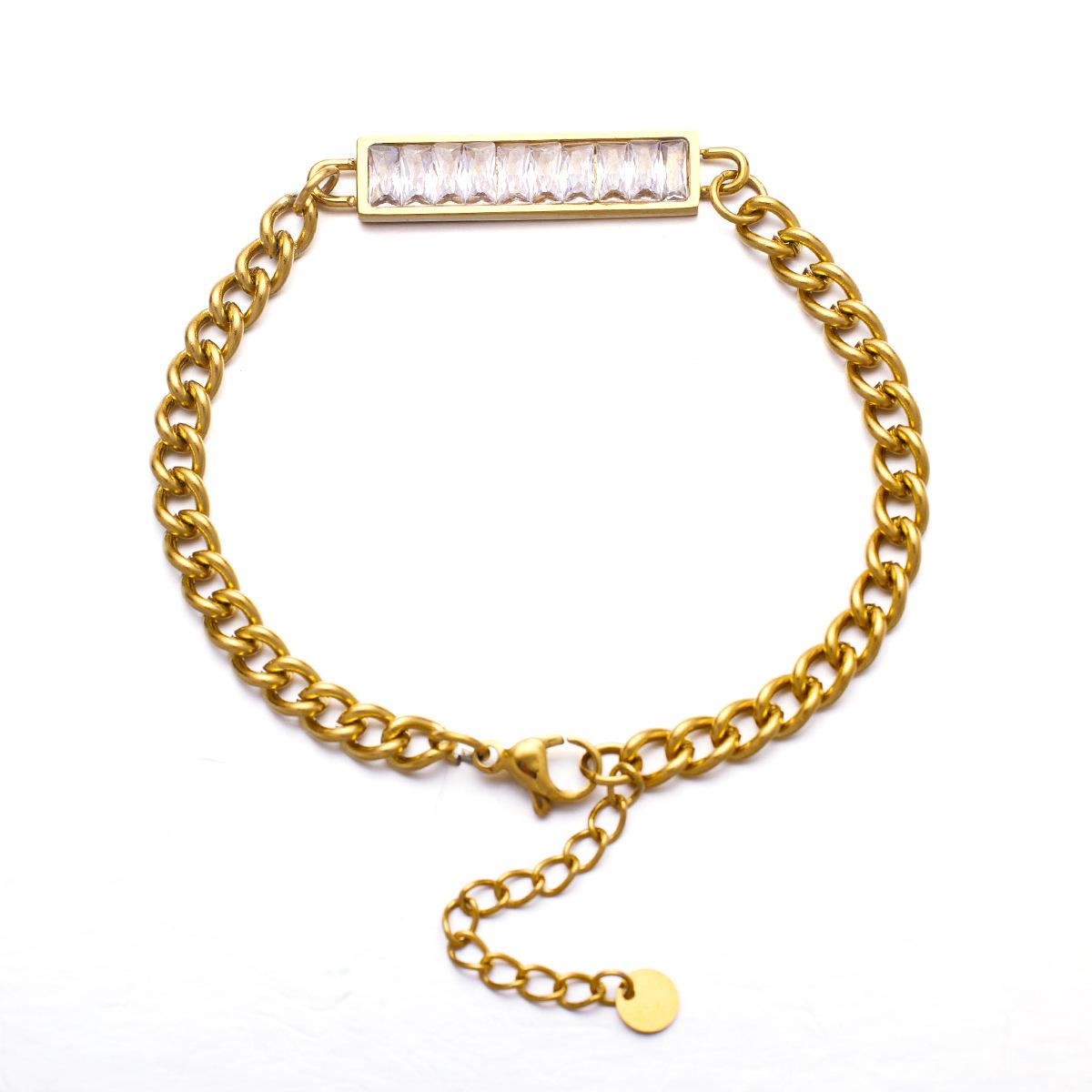 European-American Inlaid Diamond Versatile Stainless Steel Luxury Bracelet for Women золотой