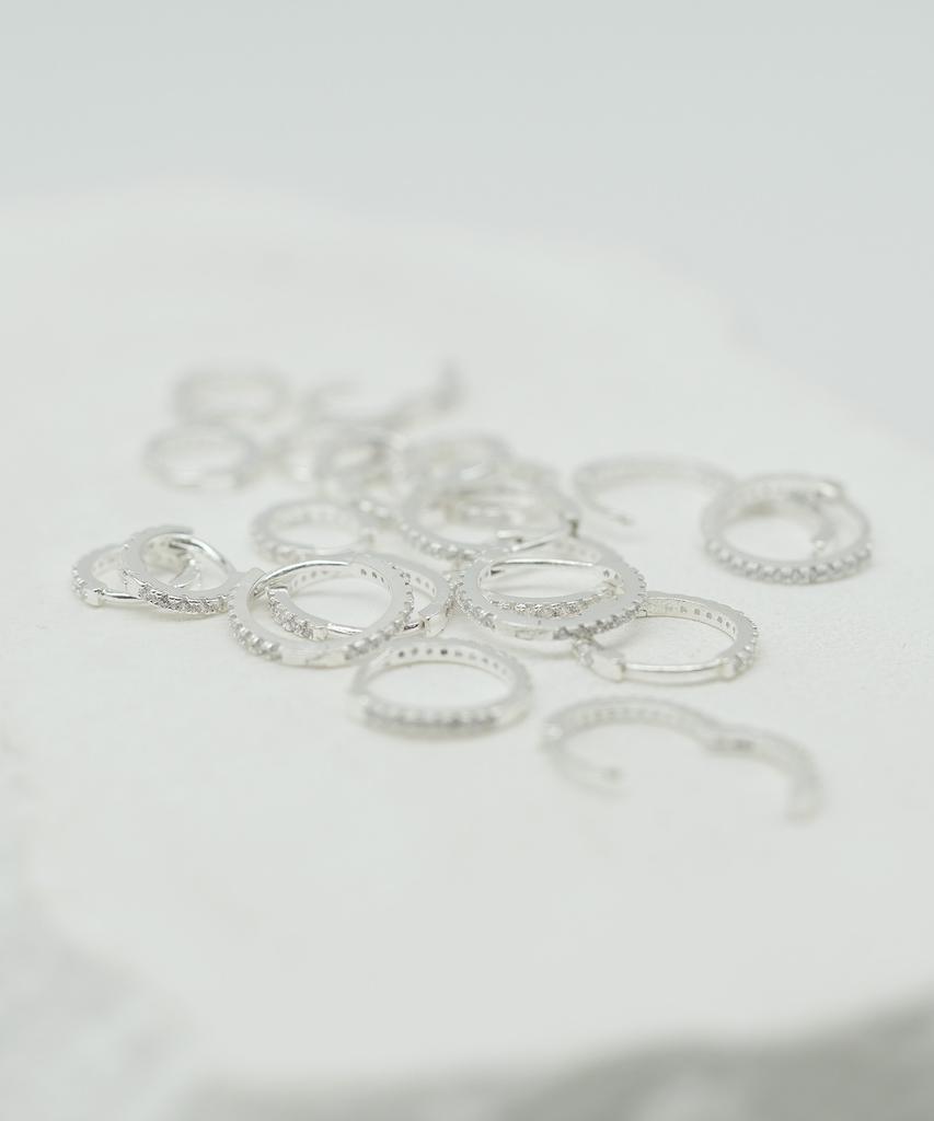 Iamj [925 Silver] 1.6 Basic Cubic Ring Earrings (3 Types)