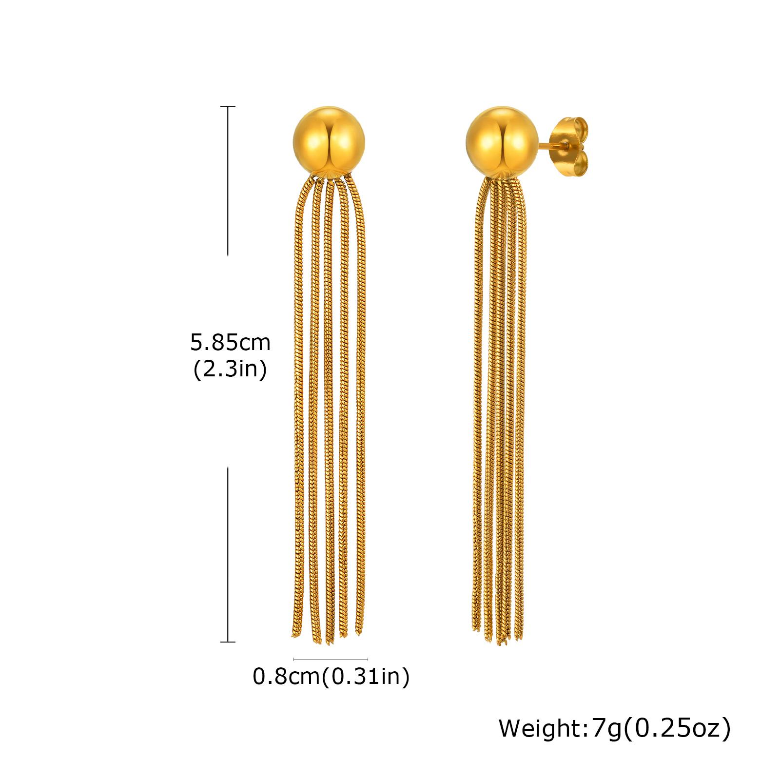 

Exaggerate Luxury Long Tassel Earrings for Women, Stainless Steel Gold Color Drop Earrings, Fashion Statement Jewelry Gift