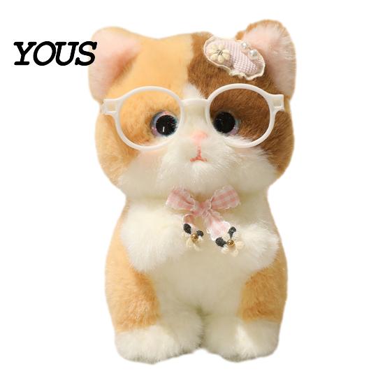 Plush Toy Accessory Cute Kitten Pendant with Glasses And Tie, Soft Stuffed Animal Gift for Kids Teens Keychain Backpacks Keys, Decorative Hanging