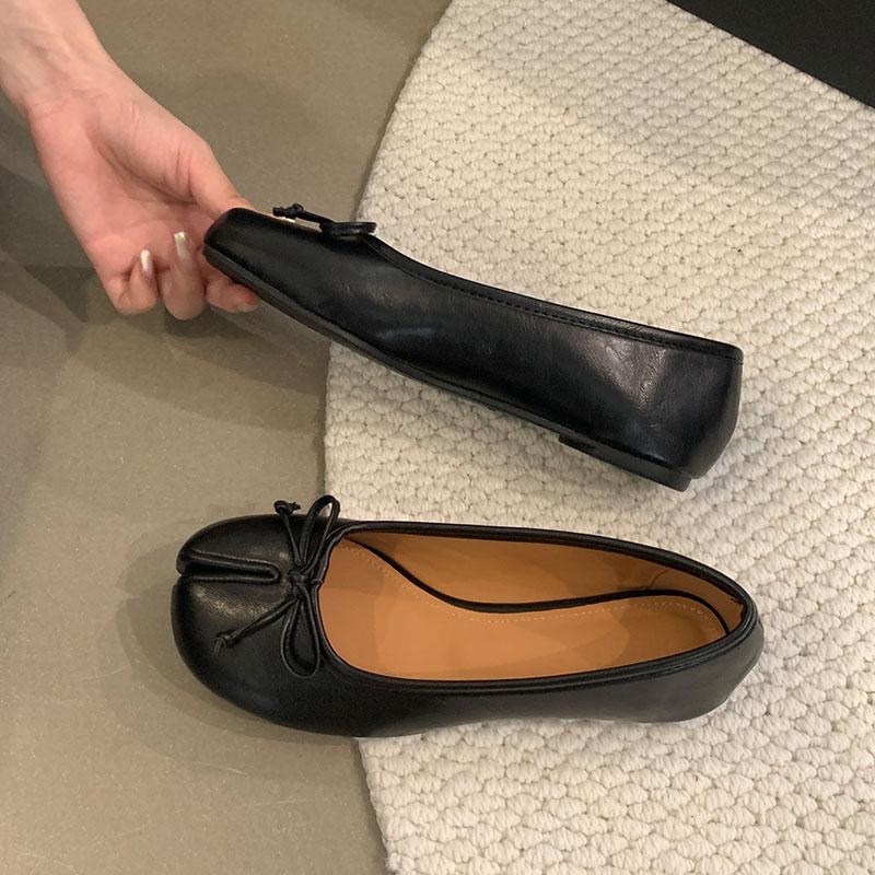 

Мода 2025 Новая мода Странный носок Женские балетки Слипоны Летняя весенняя женская обувь с мелким вырезом Туфли-балетки с бантом-бабочкой 35 чёрный