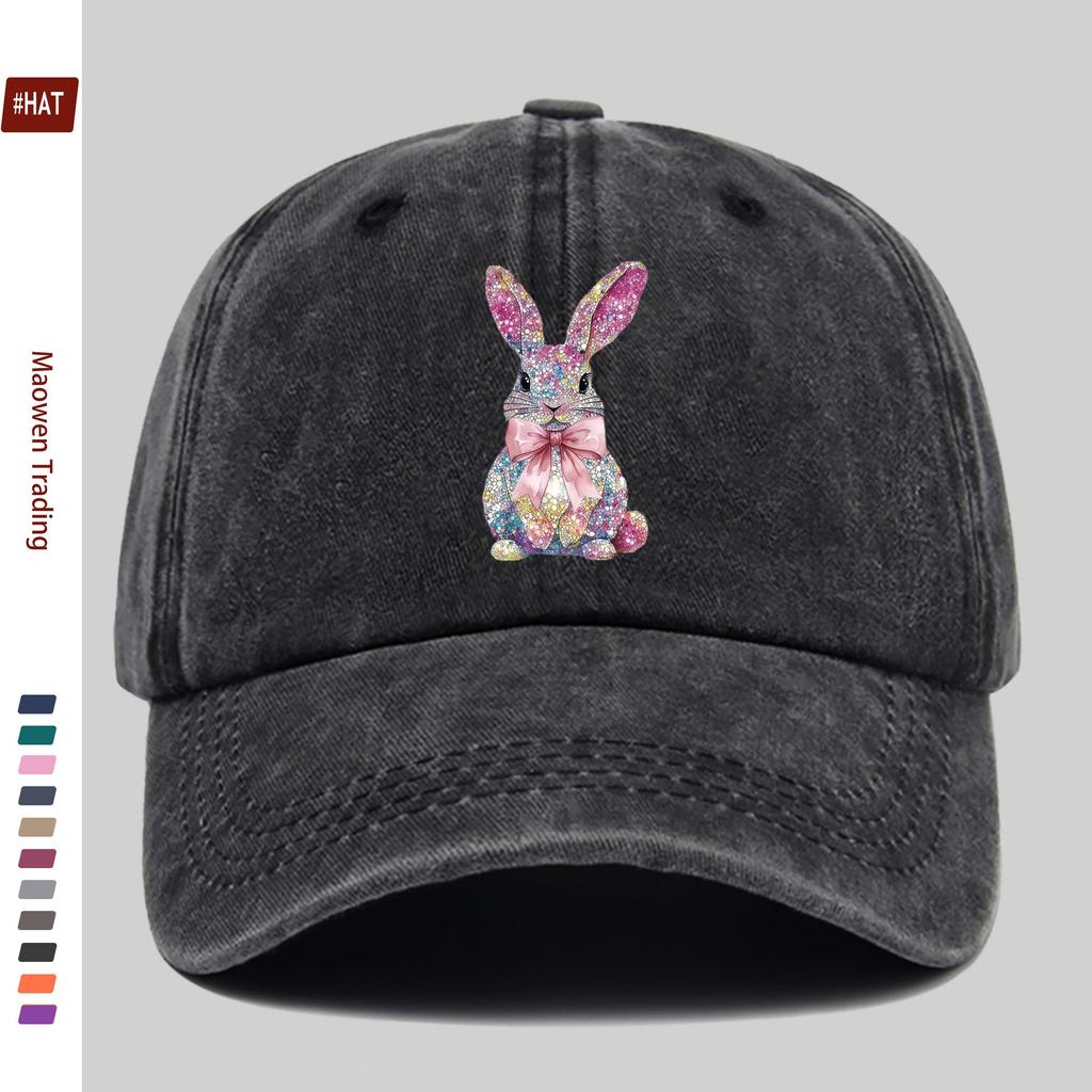 pc Shiny Easter Bunny Cartoon Pattern Printed Baseball Cap Casual and Prom Printed Design Sun Hat Comfortable and Lightweight