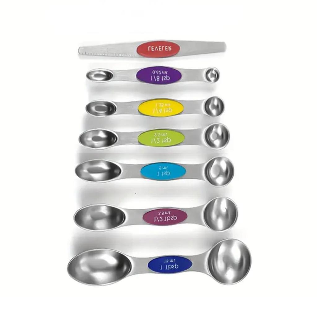 Magnetic Stackable 430 Stainless Steel Double-Ended Measuring Spoon Set with Scale