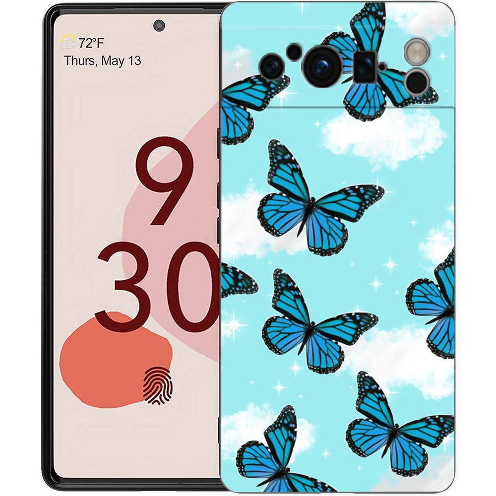 Cute butterfly Fashion Phone Case For Google pixel 9 8 7 6 Pro 6A 7A 5G Silicone Shockproof Black Cover Fundas