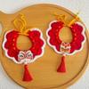 Handmade Cat Dog Scarves Chinese Style Red Tassels New Year Cat Bow Tie Lightweight Embroidery Pattern Knitted Pet Collar