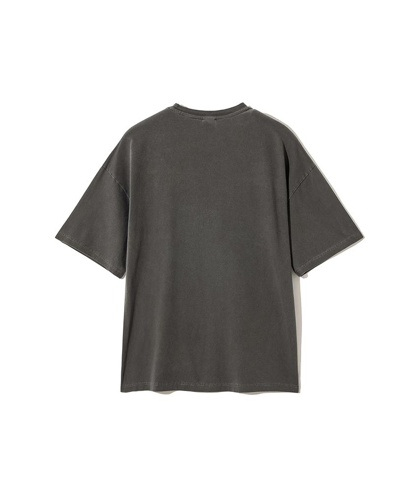 GAKKAI UNIONS Crumble Pigment Applique Short Sleeve T-Shirt Charcoal