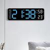 Multifunctional LED Wall Clock with Temperature Display Adjustment Brightness and 2 Alarms 12/24 Hour Memory Function