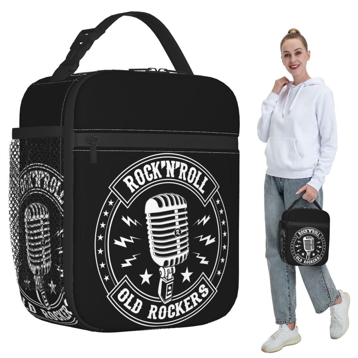 Microphone Rock And Roll Rockabilly Insulated Lunch Bag for Women Office Cooler Thermal Food Box Tote Lunch Boxes Container One Size