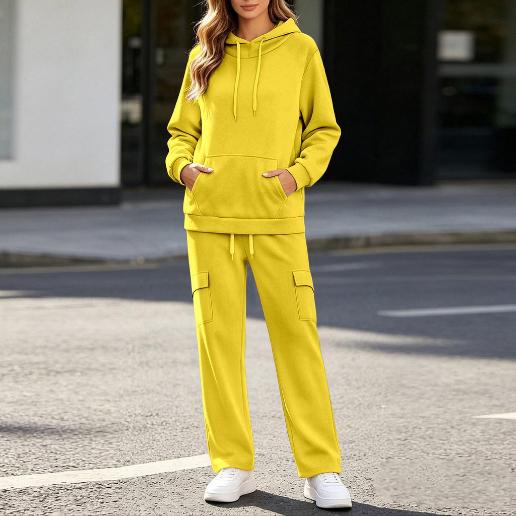 Women's -Lined Casual Hoodie and Sweatpants 2 Piece Set with Pockets Long Sleeve