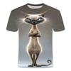 Men'T-Shirt Personality Funny 3D Cat Animal Printed T Shirts Summer Loose Short Sleeved T-shirts