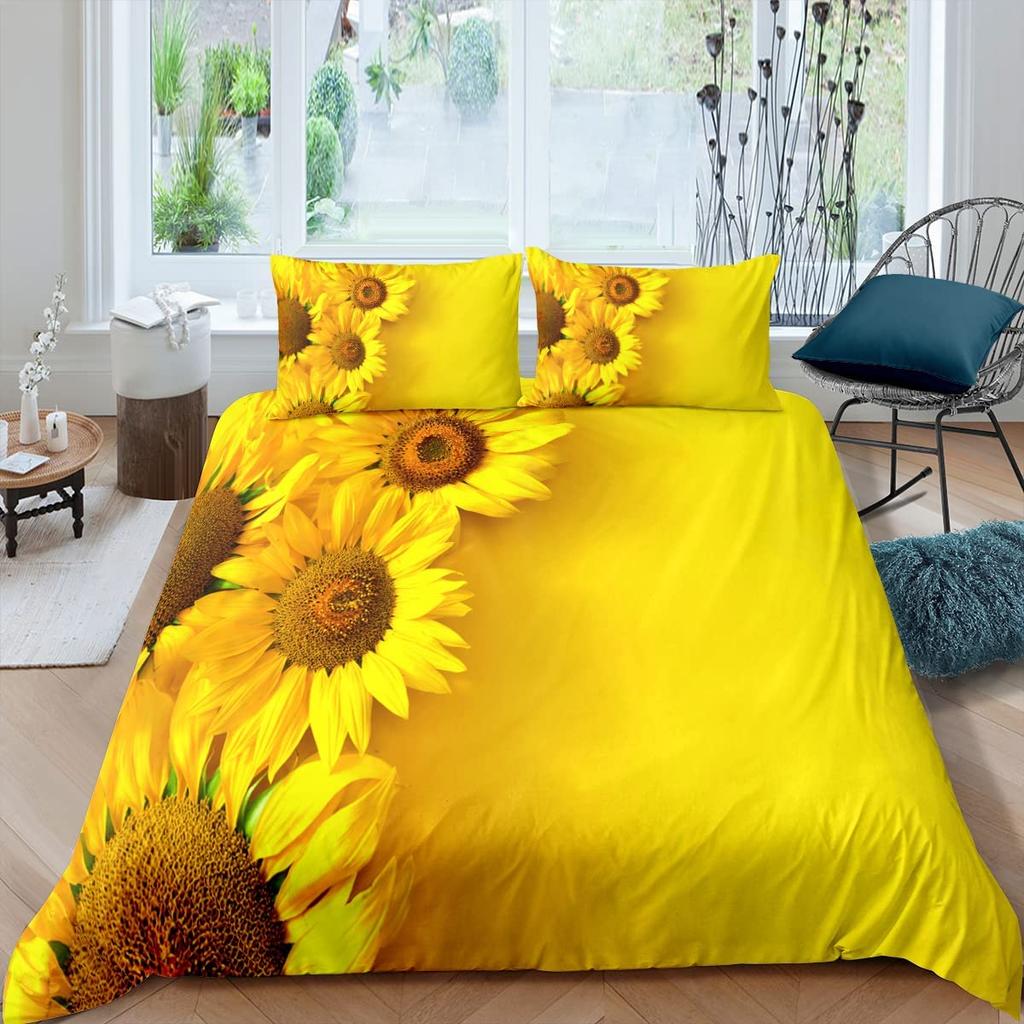 Chrysanthemum Duvet Cover Set Colourful Flower Pattern Polyester Comforter Cover For Kids Girls Bedding Set King Queen Full Size