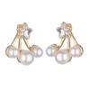 European-American Fashion Star Crystal and Pearl Stud Earrings