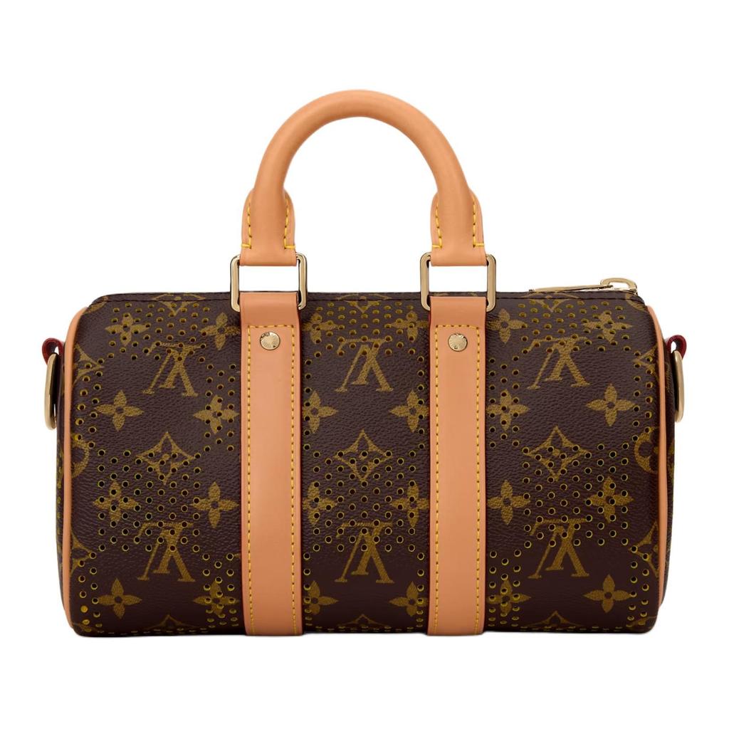 Louis Vuitton Keepall Monogram Grid Coated Canvas Shoulder Bag, Crossbody Bag, Handbag 25 Men's Brown M29296