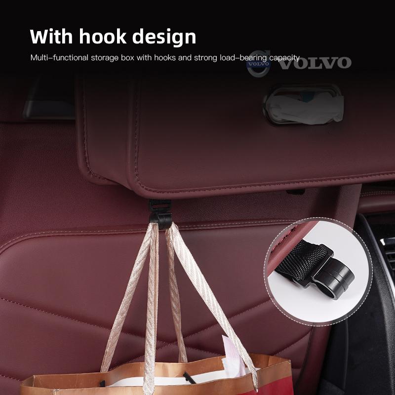 Car Hook Storage Bag Seat Back Water Cup Holder Tissue Box Rear Storage Organizer For Volvo Rdesign XC60 XC90 XC40 V50 V60 V40