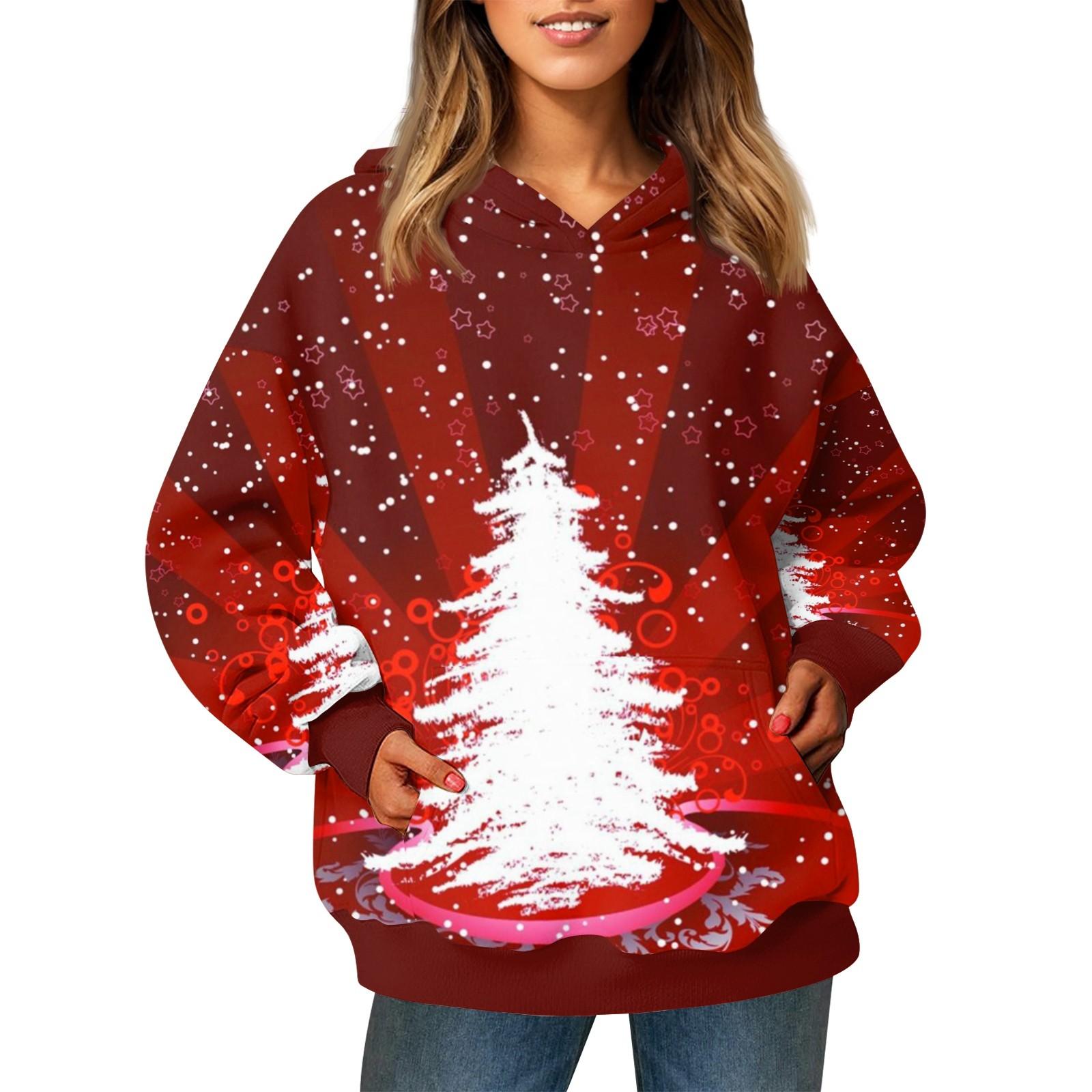 Женский модный свитер с длинными рукавами и рождественским принтом — фото 4