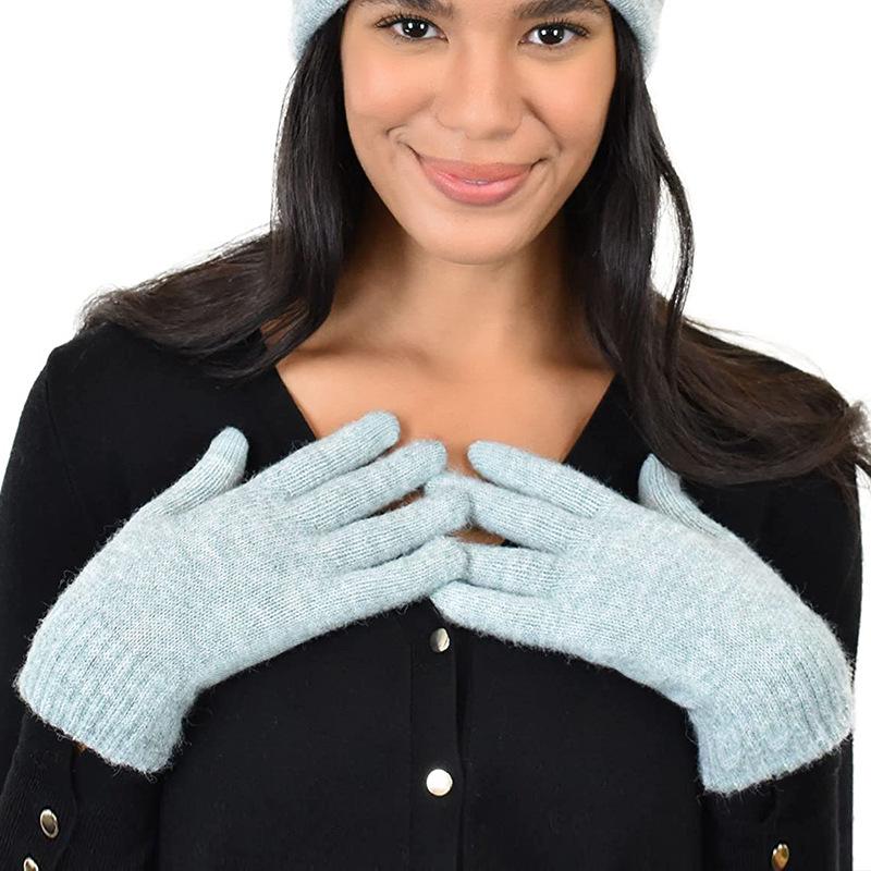 Winter adult thermal gloves women's versatile cold-proof wool plush knitted gloves outdoor riding gloves