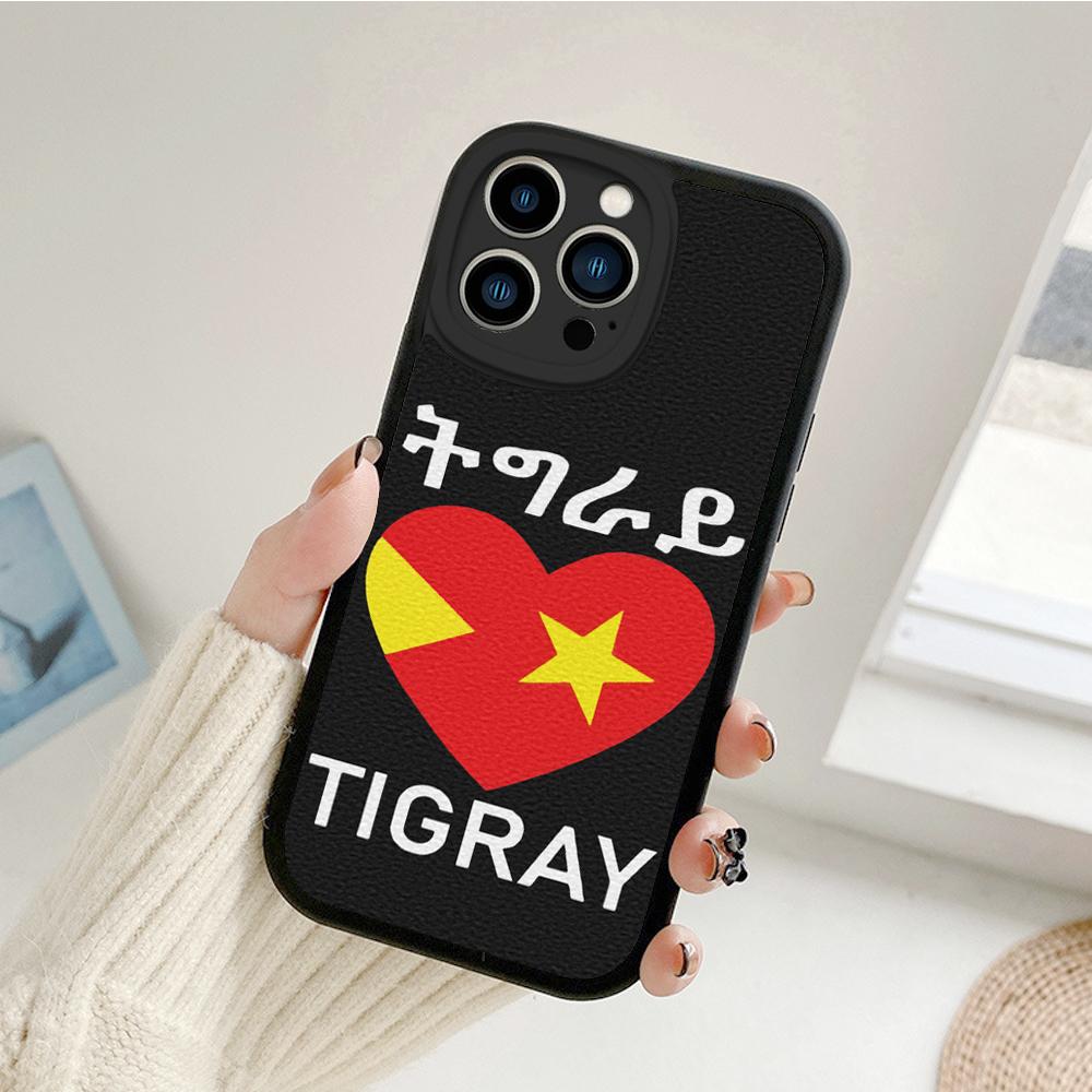 Custodia per telefono con bandiera del Tigray per iPhone 14 per iPhone 14 13 11 12 Pro MAX 13 12 MiNi 7 8 plus iphone 14MAX 13PRO XS XR Coperture in pelle di agnello