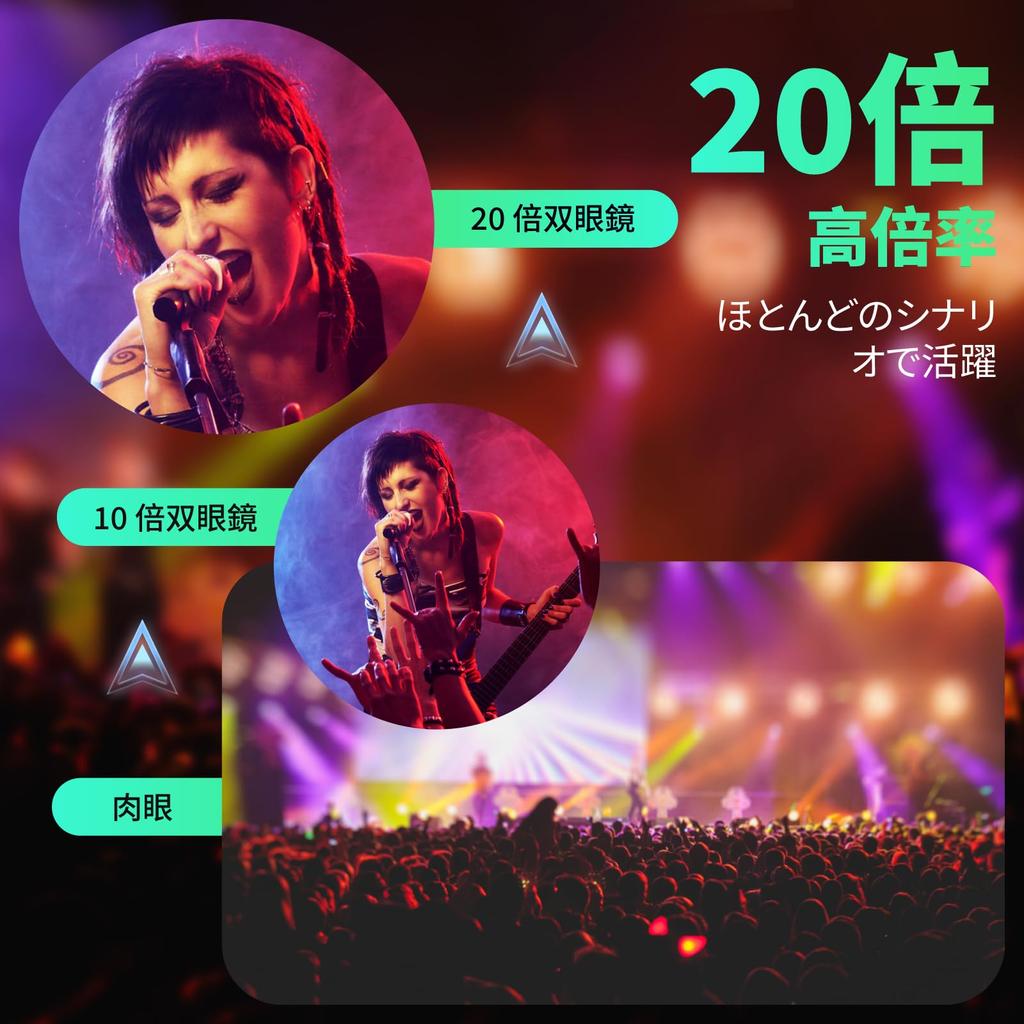 COMTAR Live Binoculars, 20x Magnification [New Design for 2025] for Sports, Opera, and Concerts. Ultra-Lightweight, Anti-Vibration, 99.8% High Light