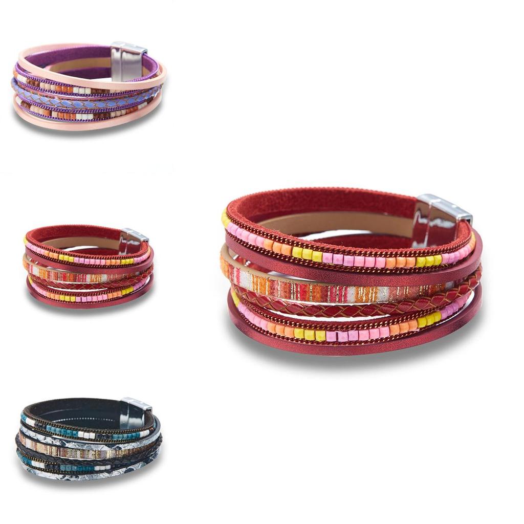 Bohemian Handwoven Leather Bracelet With Geometric Shape For Casual Wear