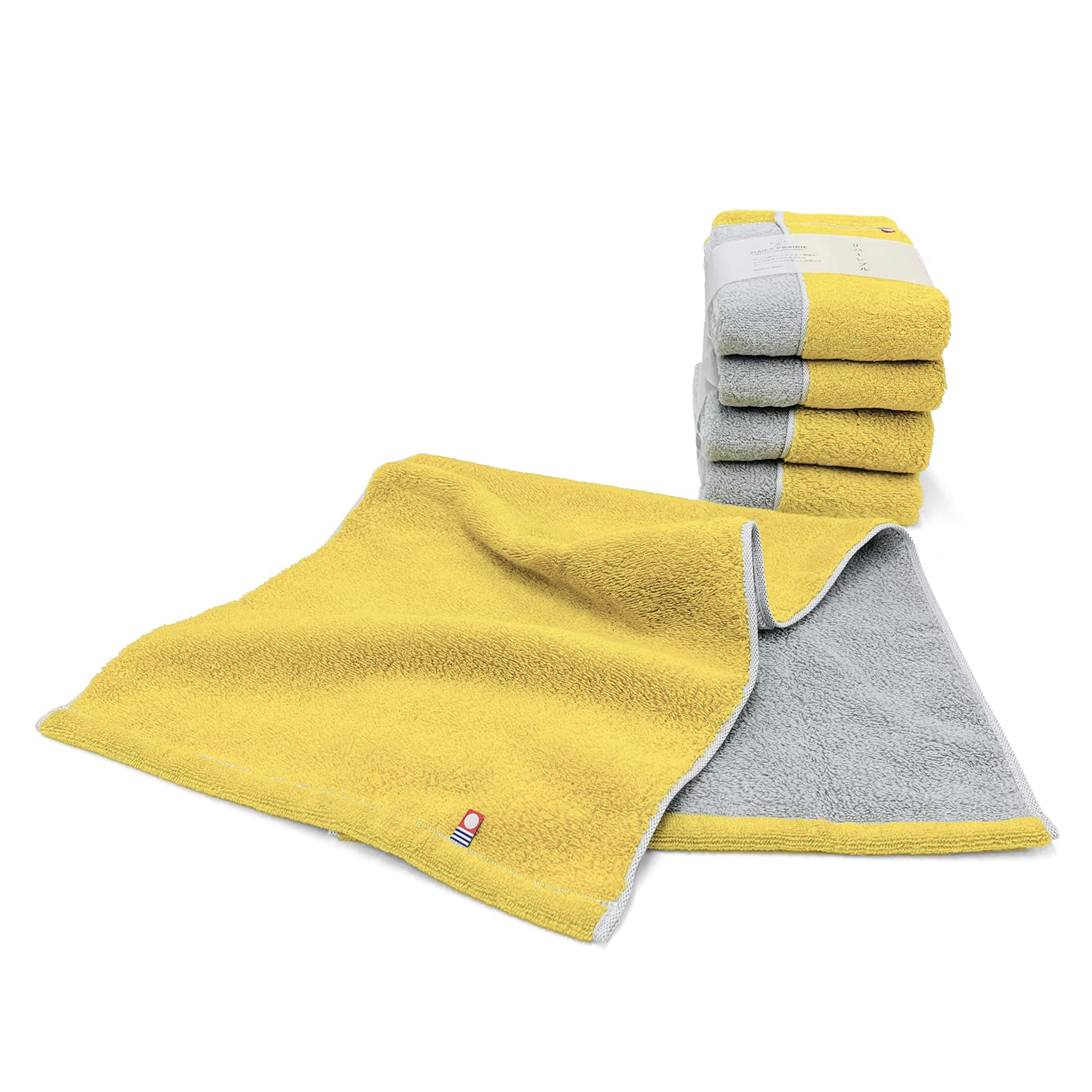 

DAILY PRAIRIE Имабари Полотенце для лица Набор из 34 x 80 см 5, Хлопок, Двусторонний, (Мимоза/Серый)