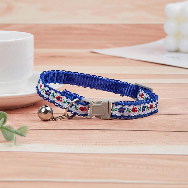 Floral Safety Buckle Collar for Small Dogs & Cats with Bell