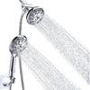 Briout Dual Shower Head 10 Settings - High Pressure Shower Head with Handheld Combo Set - Enjoy Powerful Double Showerhead Spray Separately or