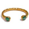 Yhpup 62mm High Quality Stainless Steel Multicolored Natural Stone Golden Cuff Open Bracelet Bangle Water Resistant Jewelry