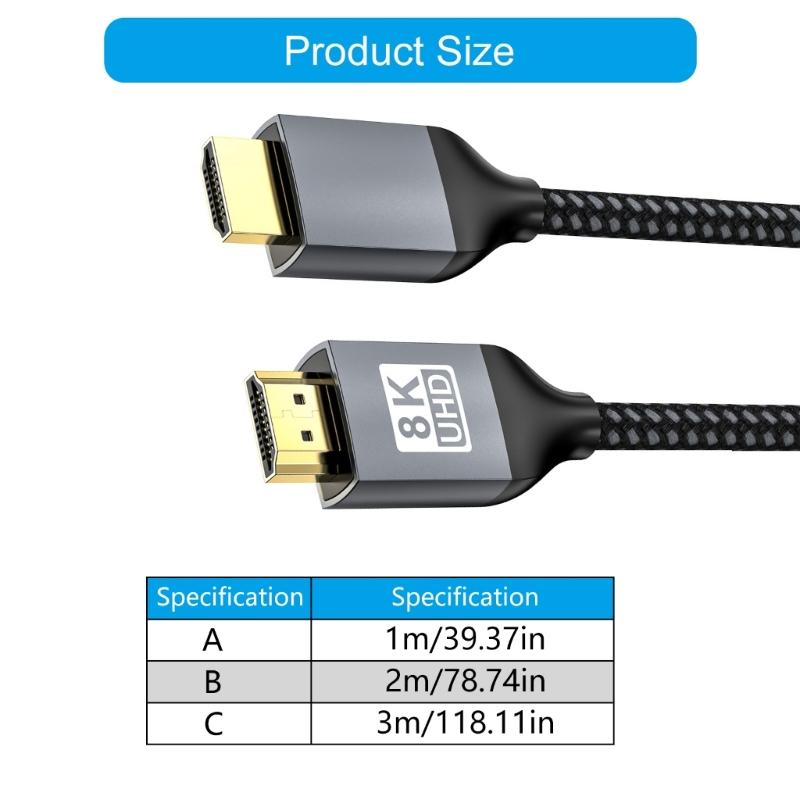 8K HDTV Port 2.1 Cable 48Gbps Delivers 8K60hz UHD Video with Dynamic eARC and eARC for Home Theater Systems