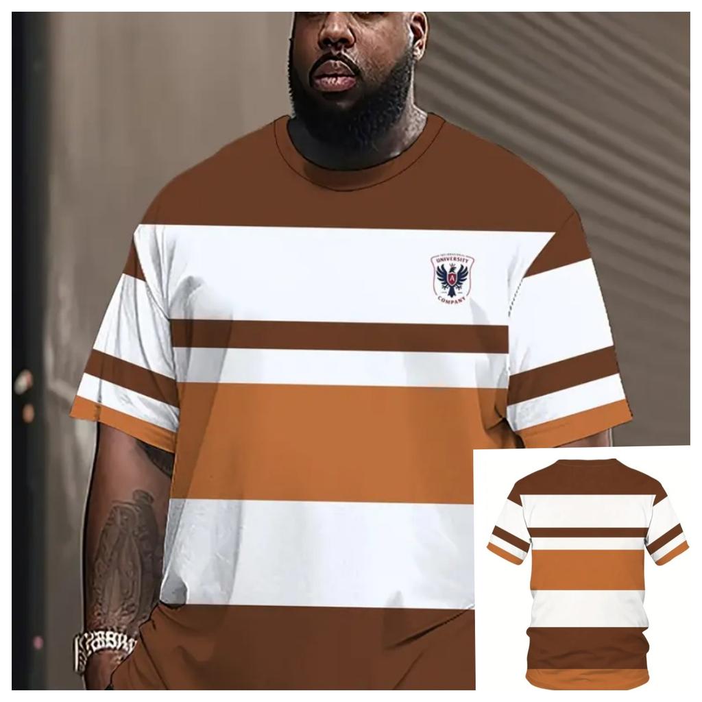 Pánské tričko nadměrné velikosti XL-7XL s krátkým rukávem a kulatým výstřihem, vintage ležérní, velké velikosti