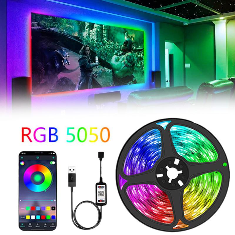 Backlights Tv Led 3m Rgb 5050 Colour Changing Strip Light Bluetooth Control Usb