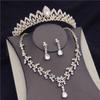 Water Drop Crystal Bridal Jewelry Sets Women Bride Tiara Crowns Earring Necklace Set Princess Wedding Dress Jewelry Accessories