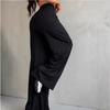 Damen Rippstrick Hose mit Kordelzug Weiter Bein Elastischer Bund Lässige Loungehose