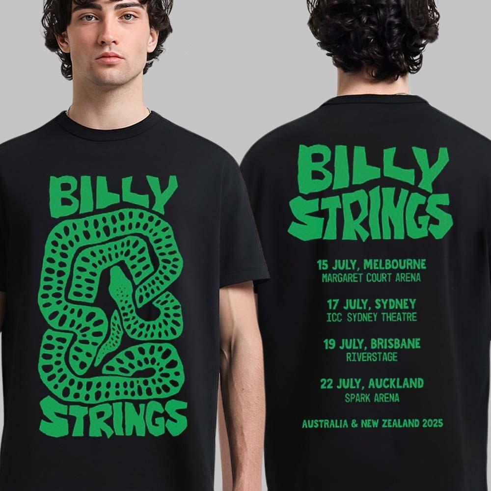 Billy Strings Australia And New Zealand 2026 Tour Merchandise Snake Art T-Shirt. XXL