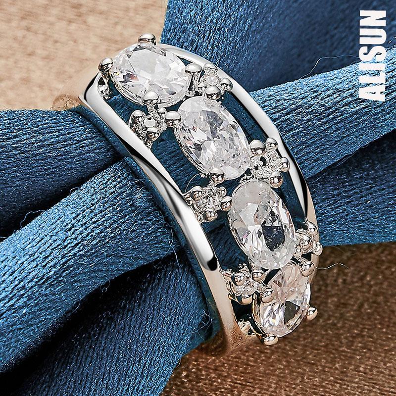 925 Sterling Silber Rund AAA Zirkon Ring Hochzeitsschmuck