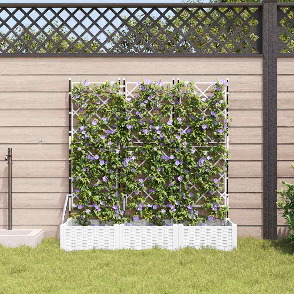 Garden Planter Set 3 pcs White 120 x 40 x 125.5 cm Plastic