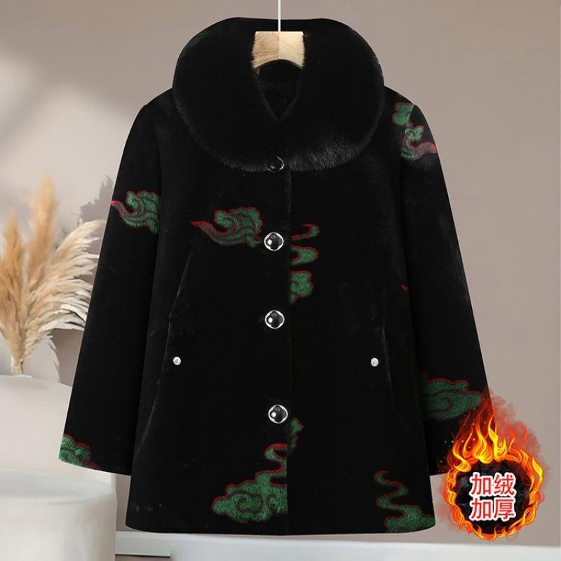 

Noble imitation mink coat long winter dress old lady velvet thickened cotton coat 6XL [recommended 160-82.5 kg]