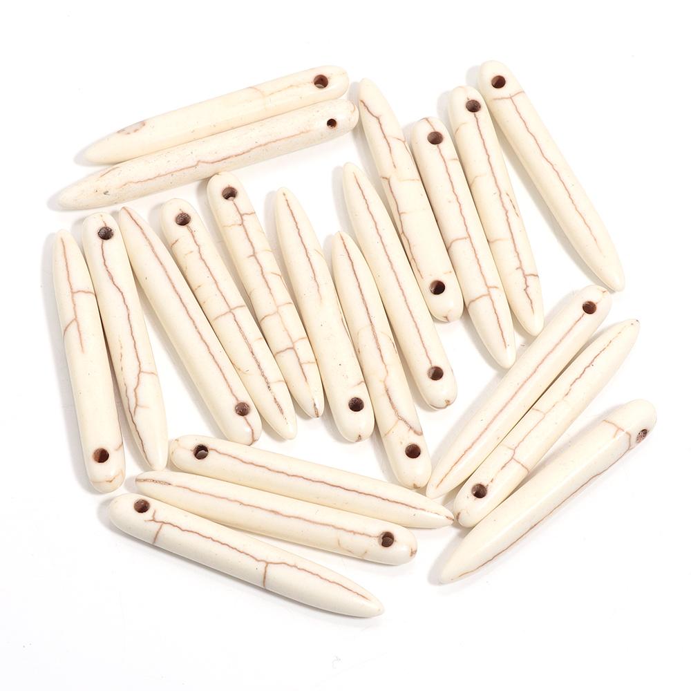 

30pcs Natural Stone Pendant Steel Needle Shape Turquoise Pendant For Jewelry Making DIY Necklace Bracelet Earrings Accessories 5X20mm білий