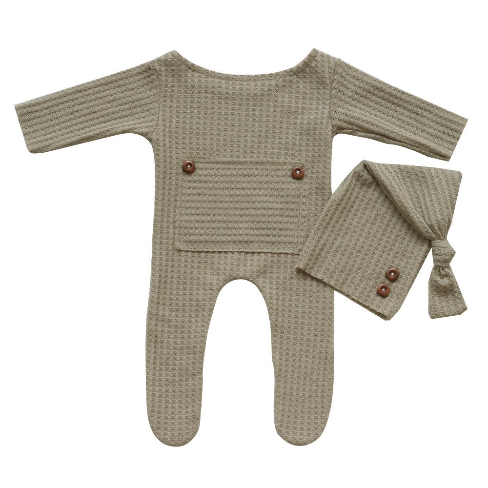 Newborn Photography Clothing Baby Soft Houndstooth Knitted Long Tail Hat Jumpsuit Set, Interesting and Beautiful
